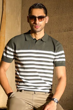 Green Flat Knit Polo