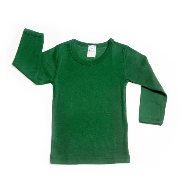 Green Wool Silk Long Sleeve Under Shirt