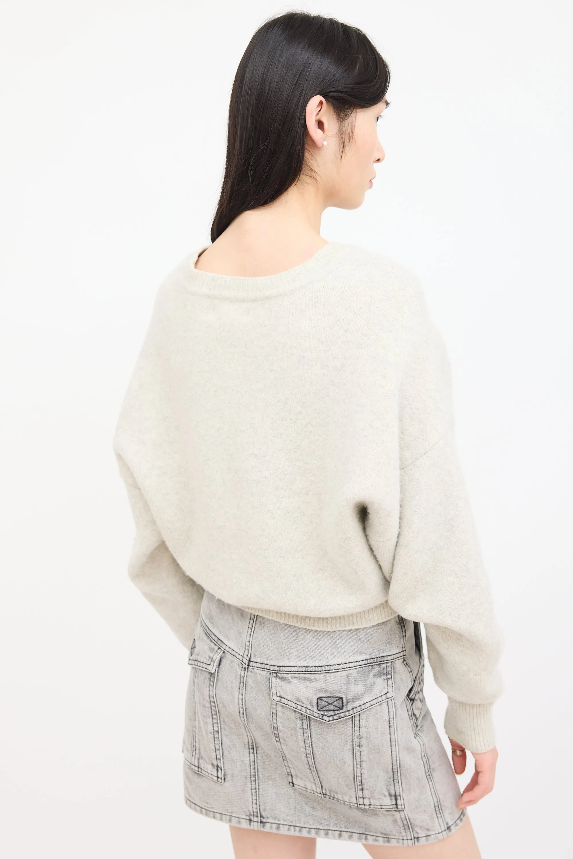 Grey Wool Knit Duffy  Sweater