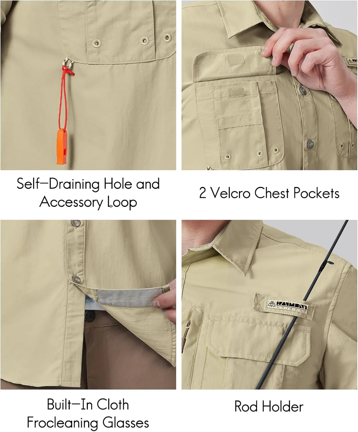 Haimont Men's Fishing Shirts Sun Protection Button Down Hiking Travel Camping Shirt Short Sleeve UV UPF50  Top