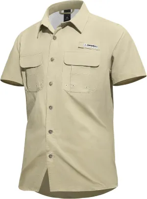 Haimont Men's Fishing Shirts Sun Protection Button Down Hiking Travel Camping Shirt Short Sleeve UV UPF50  Top
