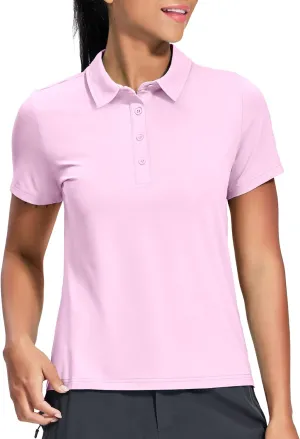 Haimont Womens Polo Shirts Golf Casual Work Short Sleeve UPF 50   Sun Protection 4 Buttons Collared Shirt Quick Dry Tops