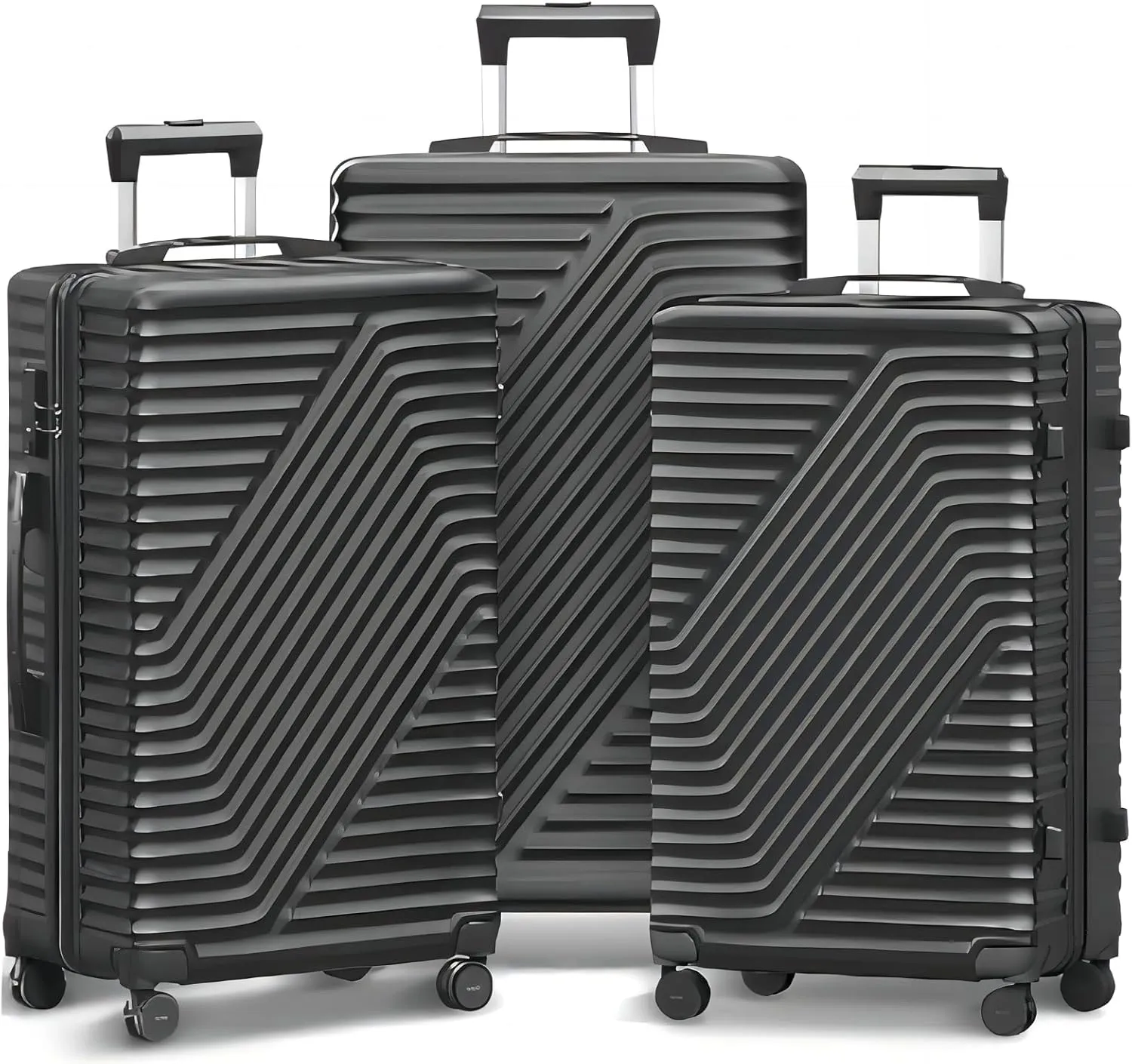 Hardshell Luggage 3 Piece Set with TSA Lock, Spinner Wheels, Lightweight Hard Case Suitcases with 20/24/28 Inch, Durable Travel Luggage for Men & Women (Black)