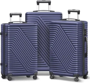 Hardshell Luggage 3 Piece Set with TSA Lock, Spinner Wheels, Lightweight Hard Case Suitcases with 20/24/28 Inch, Durable Travel Luggage for Men & Women (Blue)
