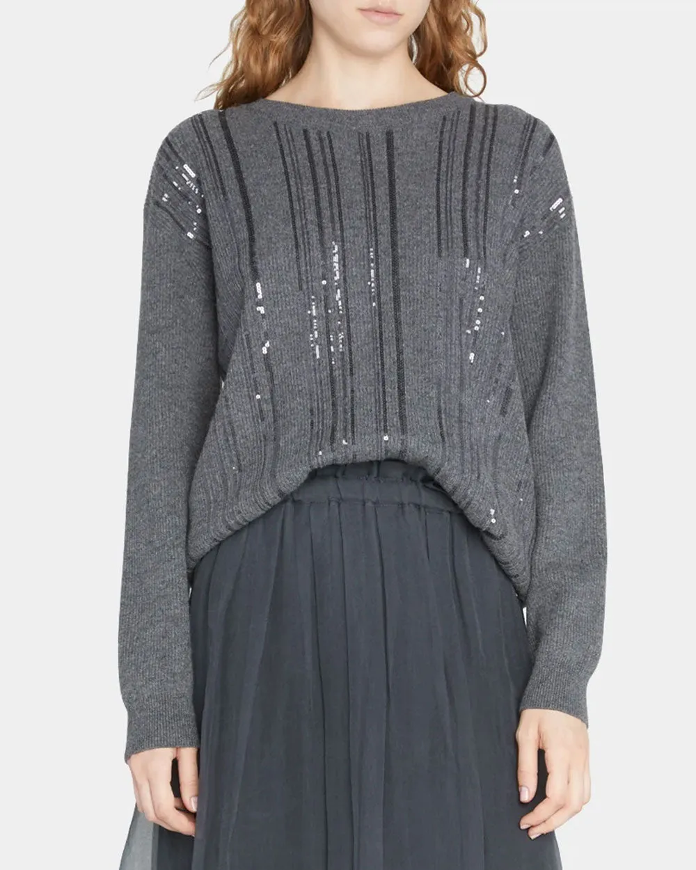 Heather Grey Crewneck Rib Knit Top