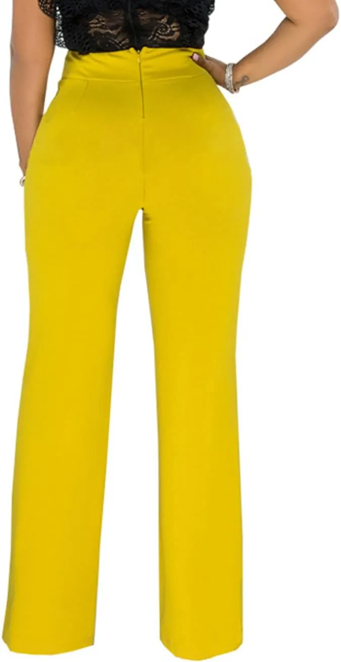 Hoefirm Work Pants for Women Business Casual Stretch Tall Straight Leg Slacks High Waisted Yoga Dress Pants