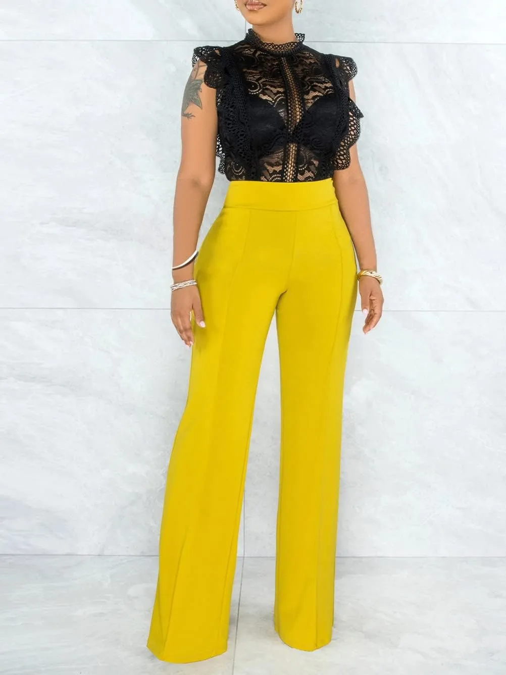 Hoefirm Work Pants for Women Business Casual Stretch Tall Straight Leg Slacks High Waisted Yoga Dress Pants
