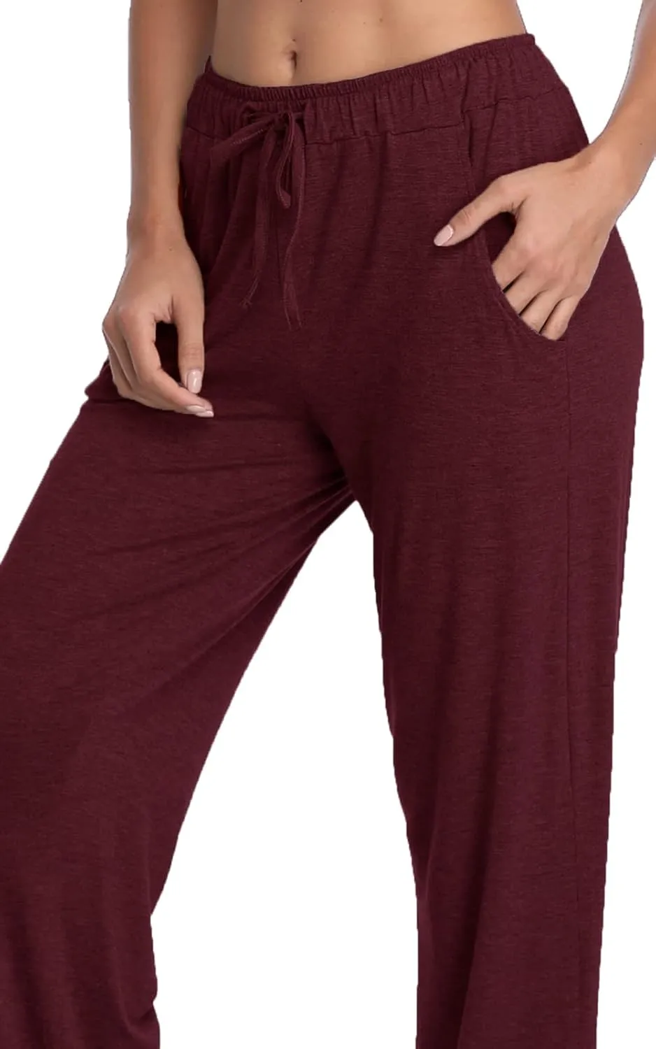 Jorlyen Women's Yoga Pants Long Modal Comfy Drawstring Trousers Loose Straight-Leg for Yoga Running Sporting with Pockets