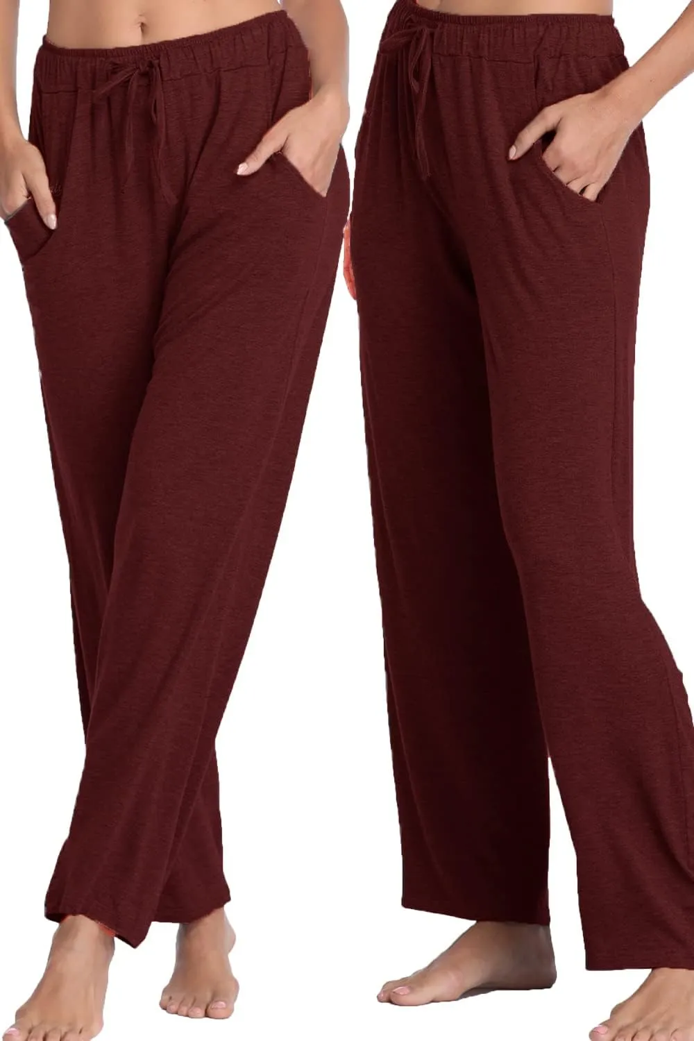 Jorlyen Women's Yoga Pants Long Modal Comfy Drawstring Trousers Loose Straight-Leg for Yoga Running Sporting with Pockets
