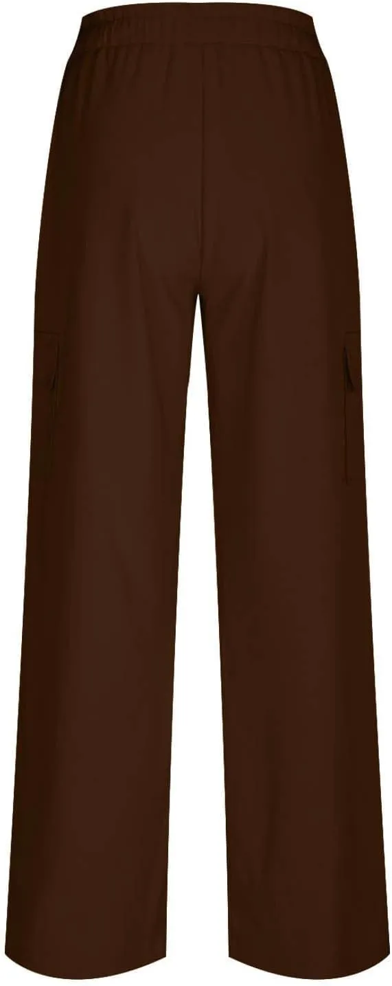 jovati High Waist Pants for Womens Linen Wide Leg Drawstring Waist Trousers Boho Business Casual Pants with Pockets