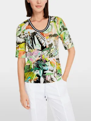 Jungle Print Top - Deep Olive Green