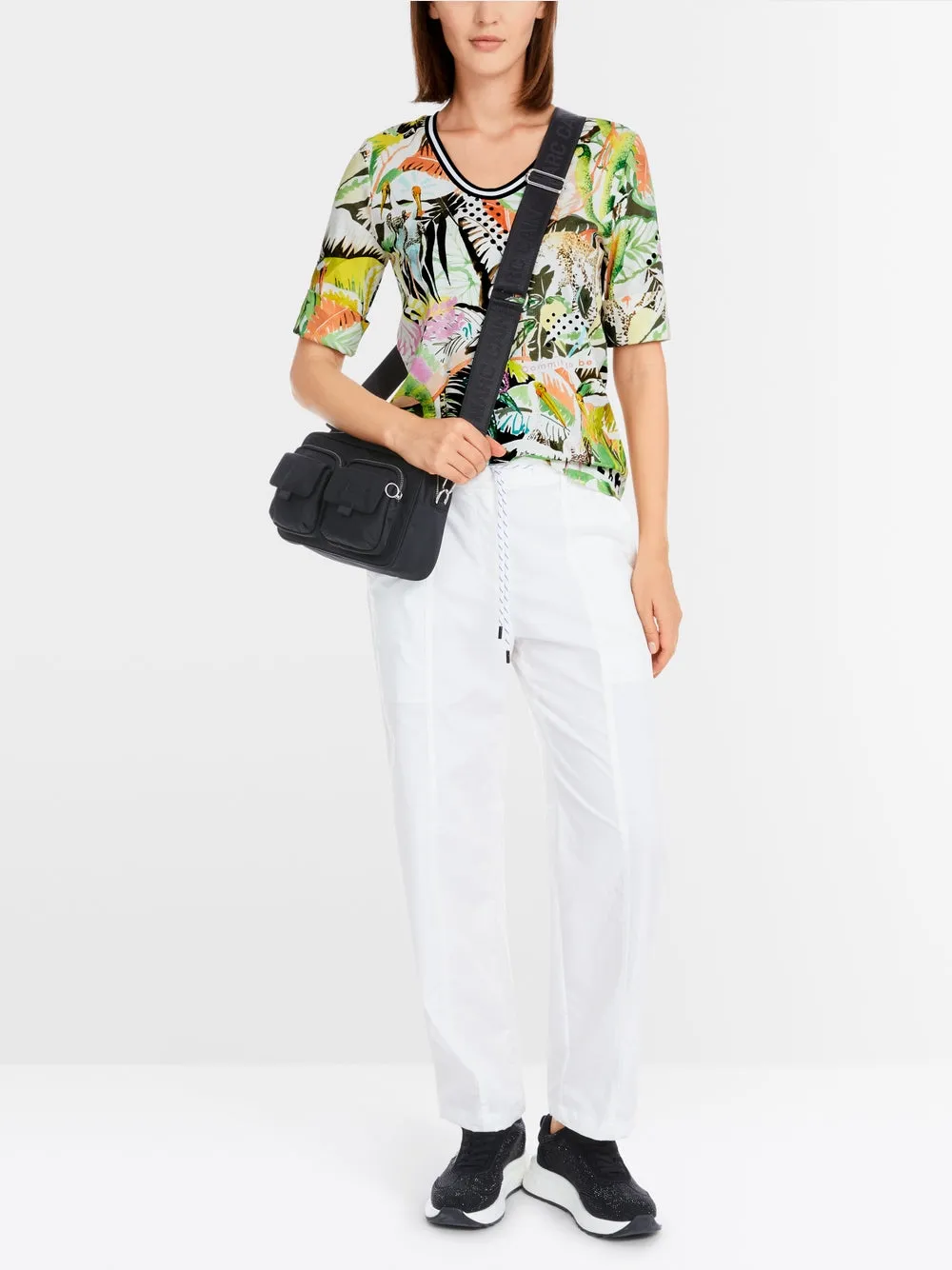 Jungle Print Top - Deep Olive Green