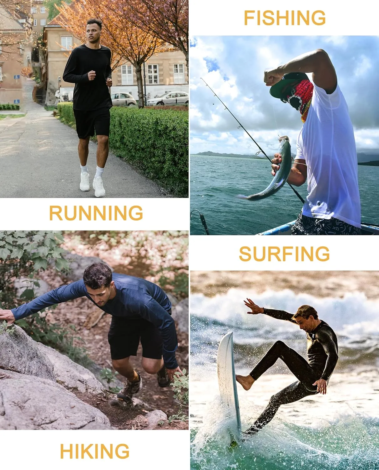 KEFITEVD Men's Sun Protection Hoodie Shirt UPF 50  Long Sleeve Rash Guard SPF Outdoor Fishing Lightweight Quick Dry UV Shirts