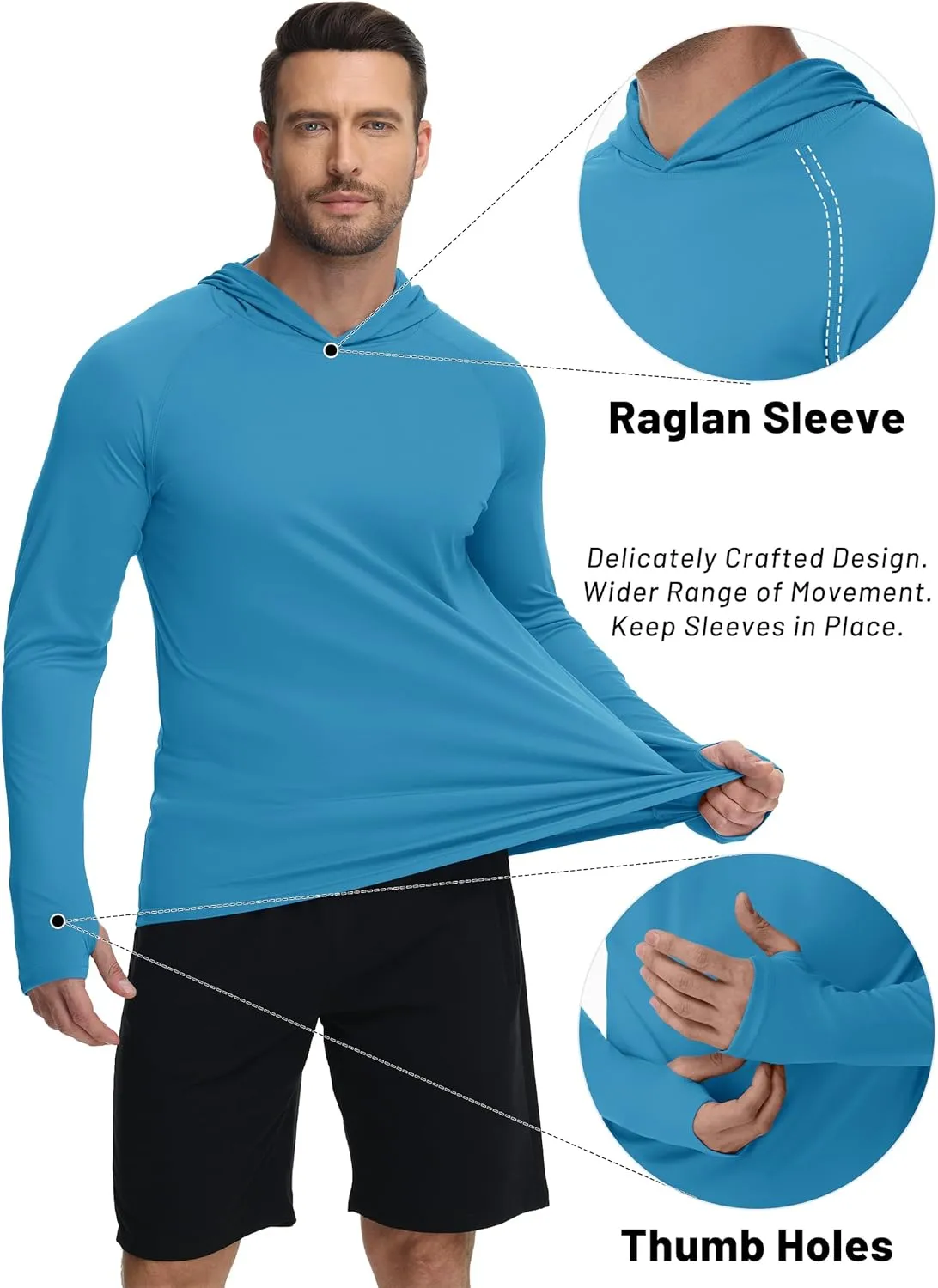 KEFITEVD Men's Sun Protection Hoodie Shirt UPF 50  Long Sleeve Rash Guard SPF Outdoor Fishing Lightweight Quick Dry UV Shirts