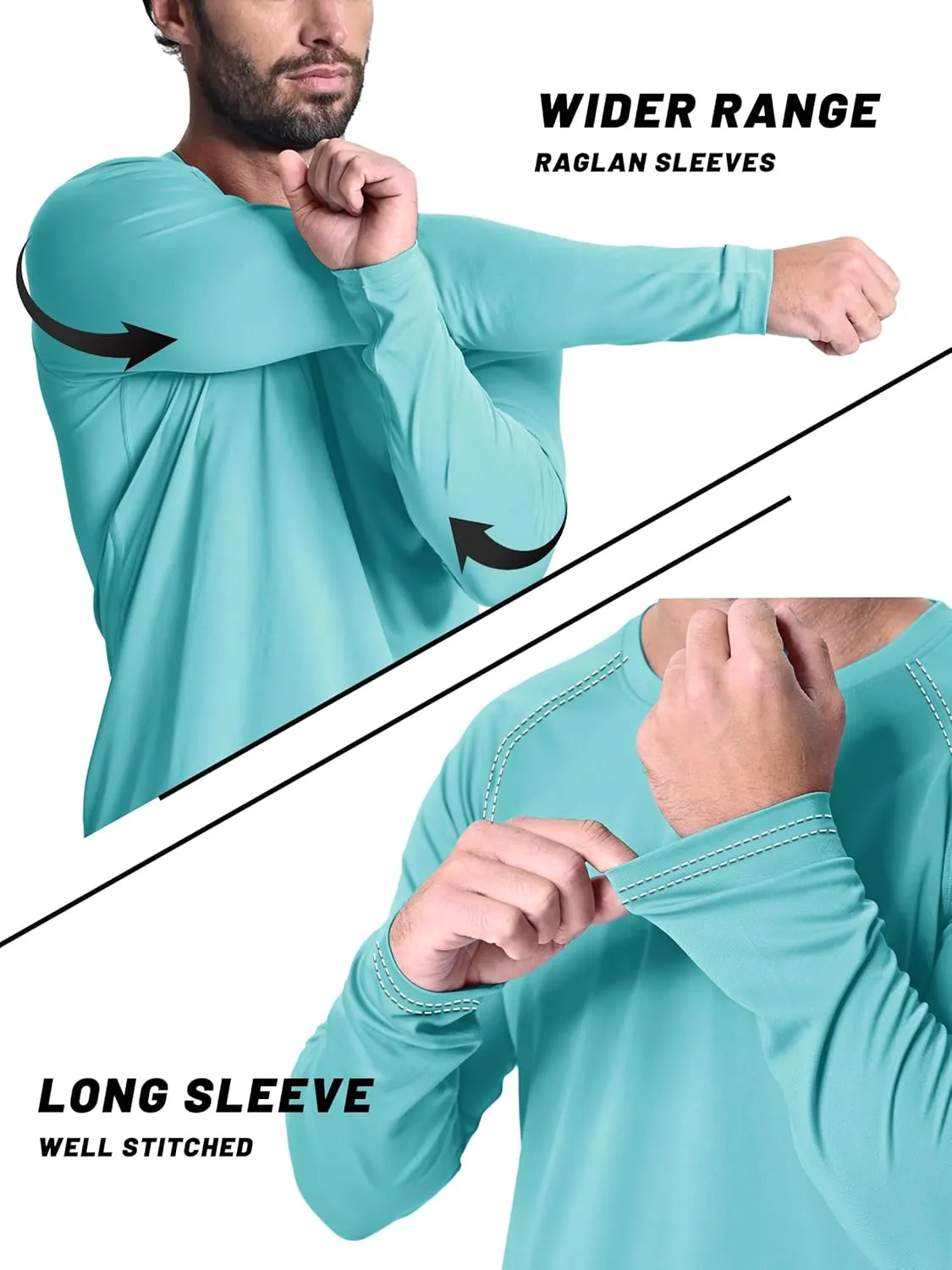 KEFITEVD Men's UV Sun Protection UPF 50  Shirts Long Sleeve Rash Guard Workout Quick Dry Shirt for Hiking Fishing Swimming
