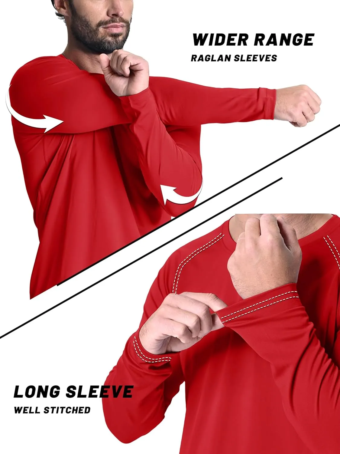 KEFITEVD Men's UV Sun Protection UPF 50  Shirts Long Sleeve Rash Guard Workout Quick Dry Shirt for Hiking Fishing Swimming