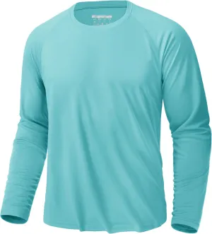 KEFITEVD Men's UV Sun Protection UPF 50  Shirts Long Sleeve Rash Guard Workout Quick Dry Shirt for Hiking Fishing Swimming