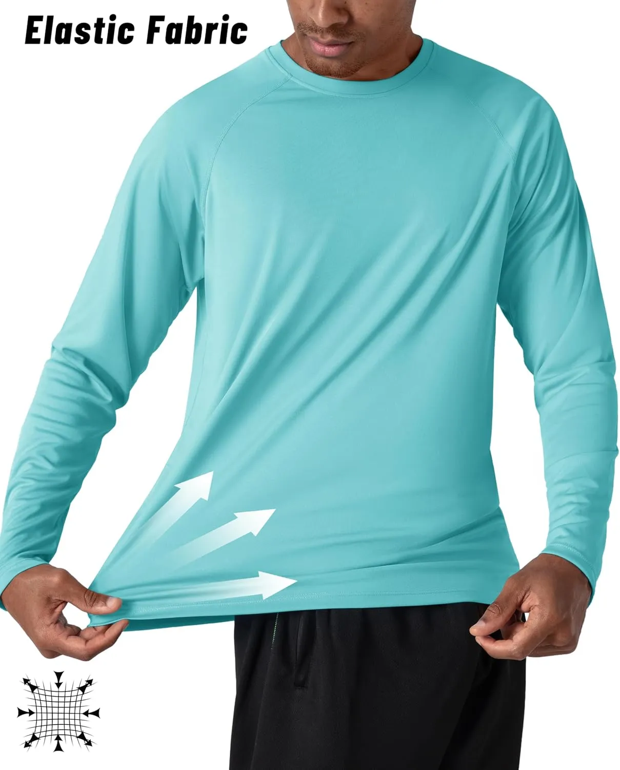 KEFITEVD Men's UV Sun Protection UPF 50  Shirts Long Sleeve Rash Guard Workout Quick Dry Shirt for Hiking Fishing Swimming
