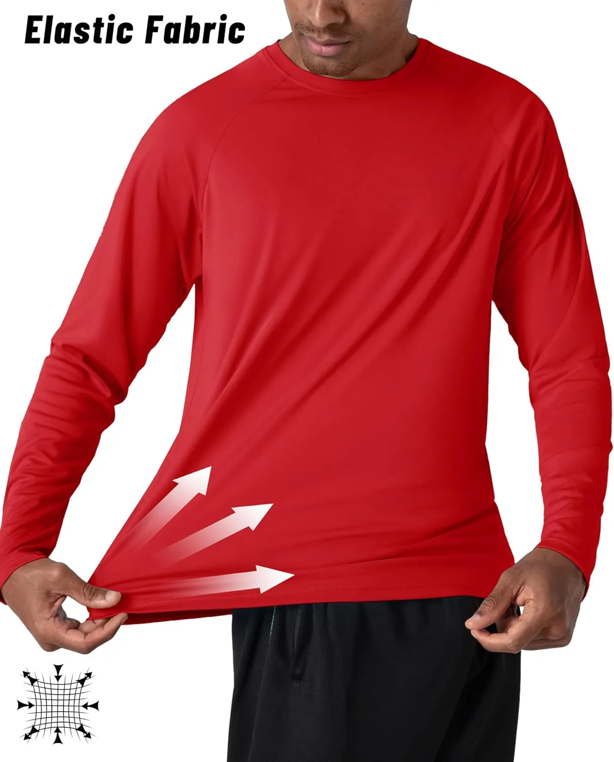 KEFITEVD Men's UV Sun Protection UPF 50  Shirts Long Sleeve Rash Guard Workout Quick Dry Shirt for Hiking Fishing Swimming