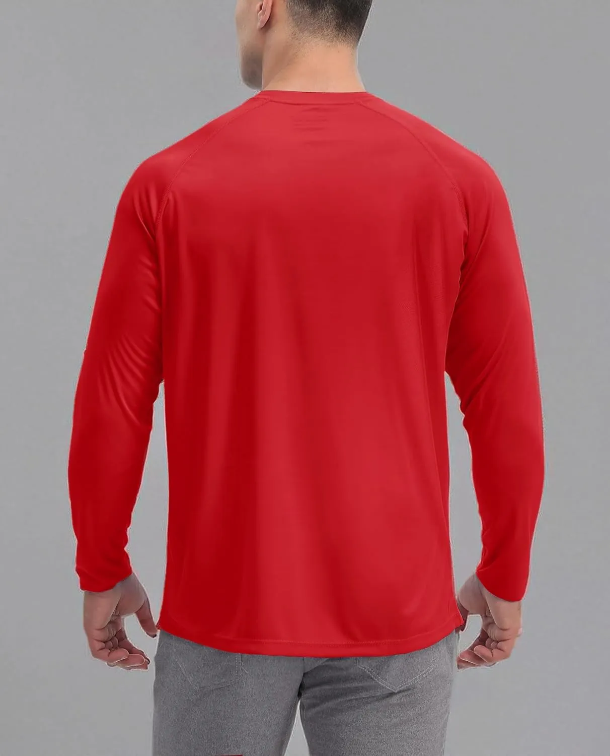 KEFITEVD Men's UV Sun Protection UPF 50  Shirts Long Sleeve Rash Guard Workout Quick Dry Shirt for Hiking Fishing Swimming