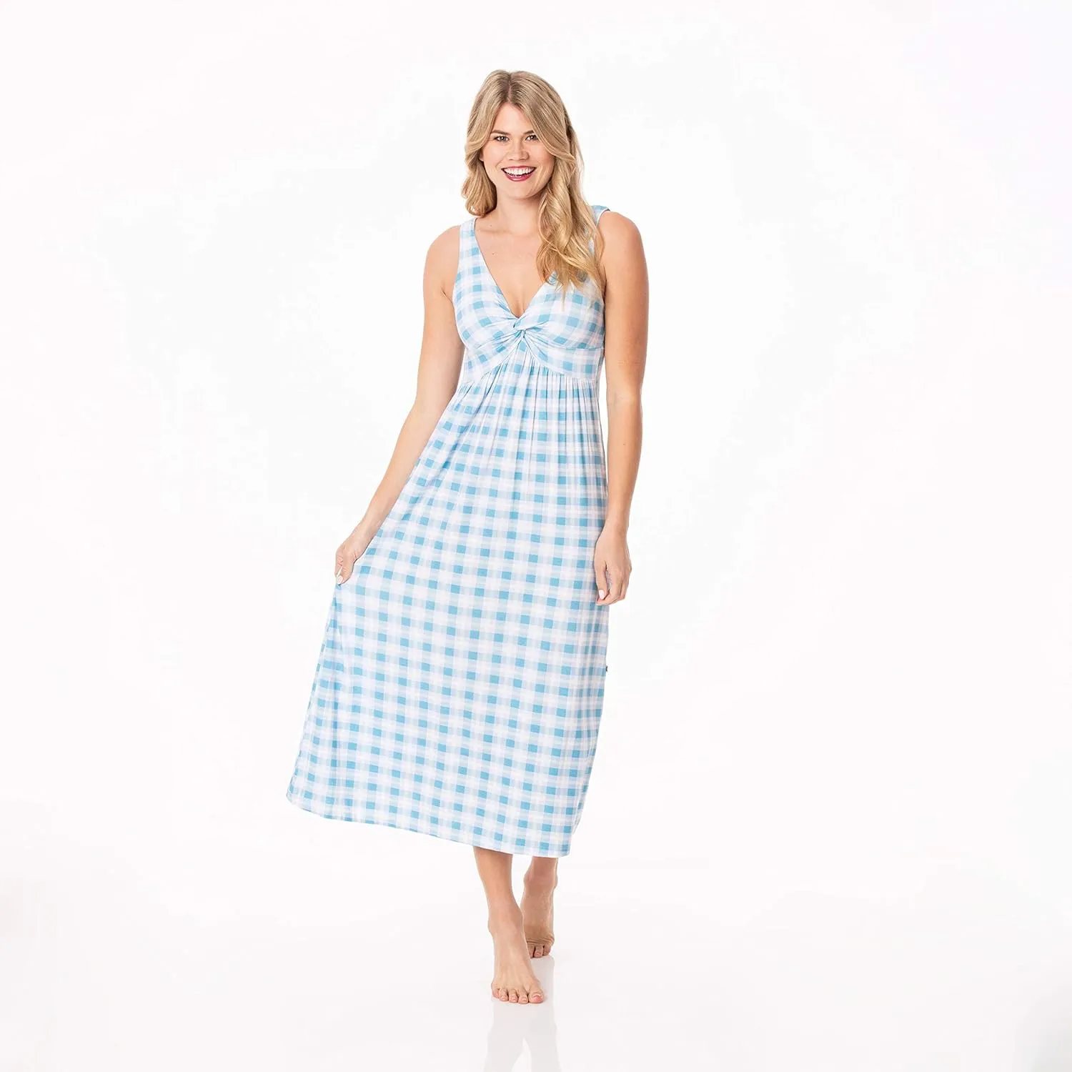 KICKEE Womens Print Simple Twist Nightgown, Night Dress, Soft Sleepwear for Women