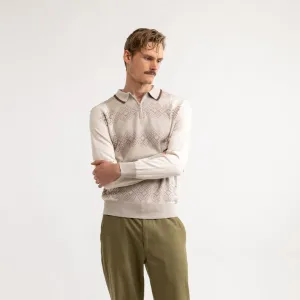 Knit Long Sleeve Polo (Natural)