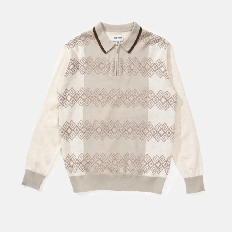 Knit Long Sleeve Polo (Natural)