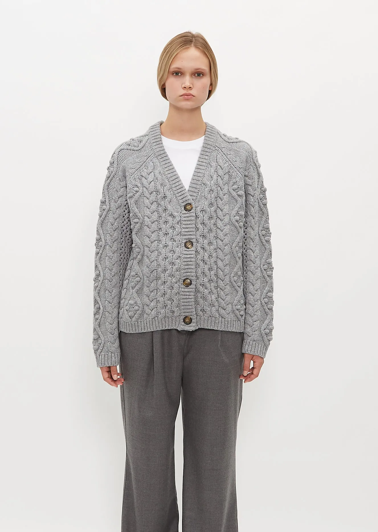 Kuma Merino Wool Cable Knit Cardigan