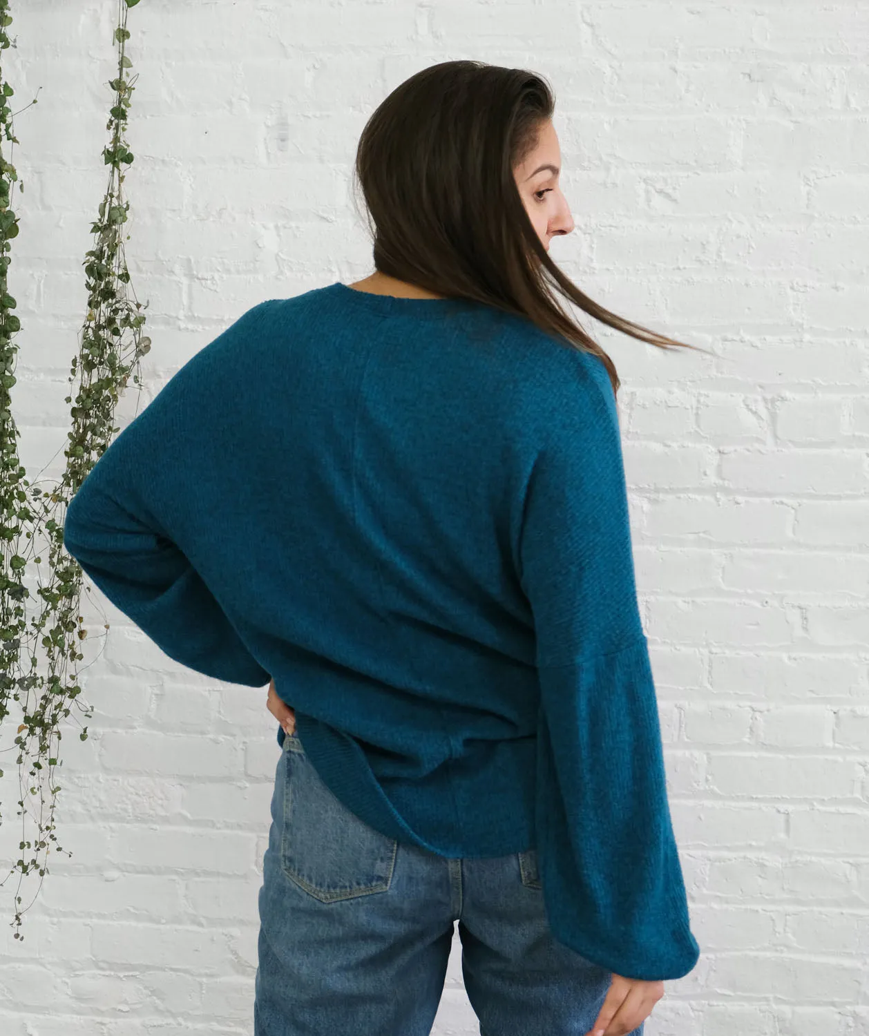 LADY sweater rib top in Deep Teal