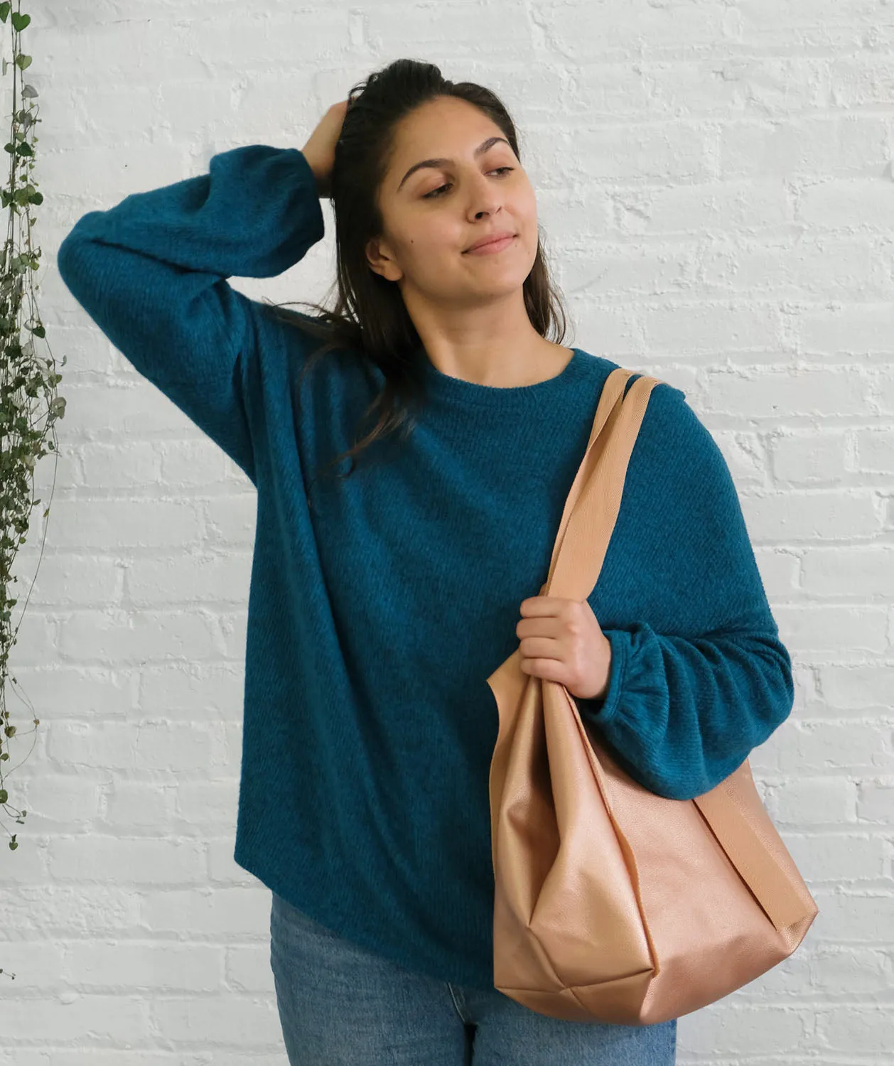LADY sweater rib top in Deep Teal