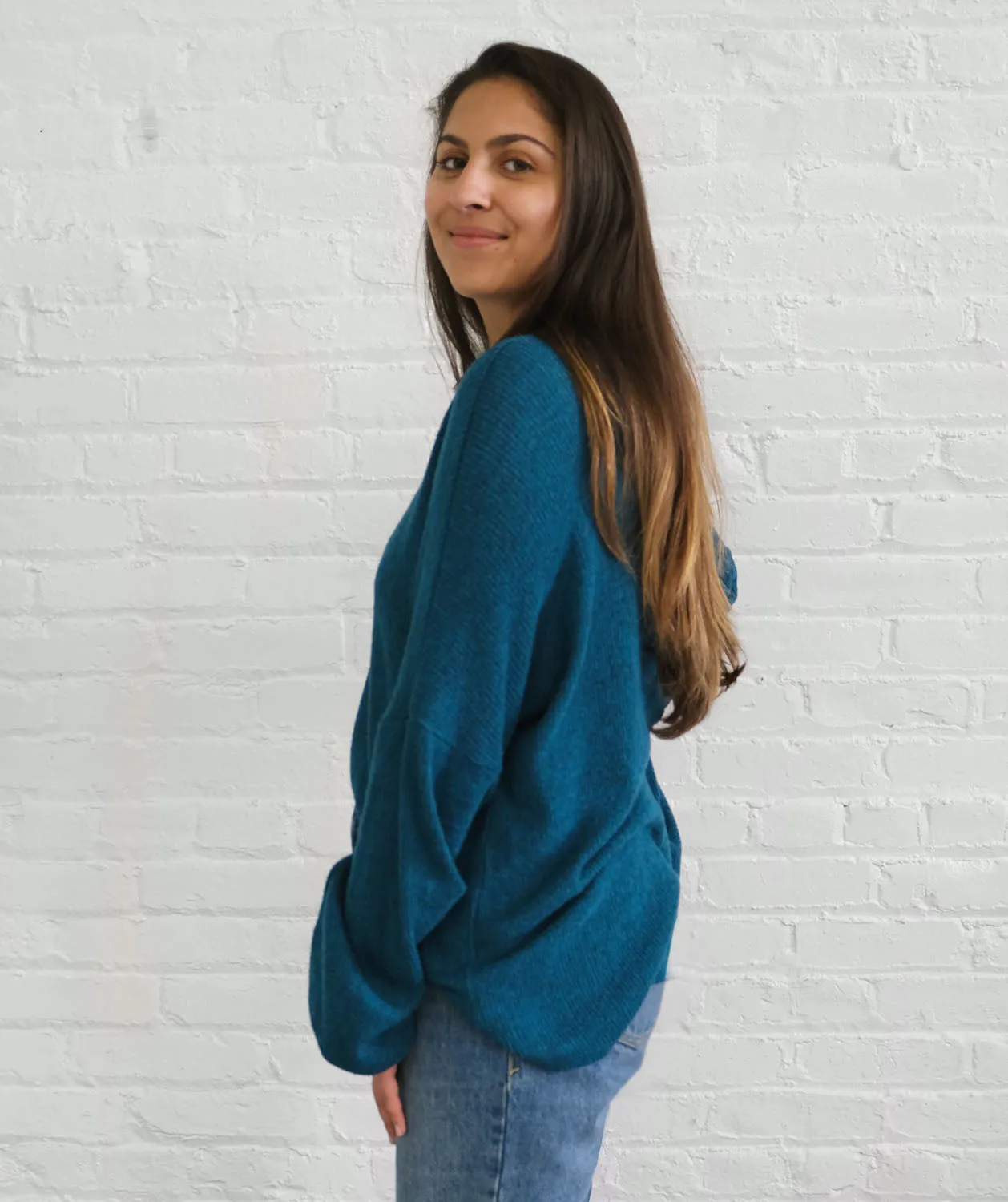 LADY sweater rib top in Deep Teal
