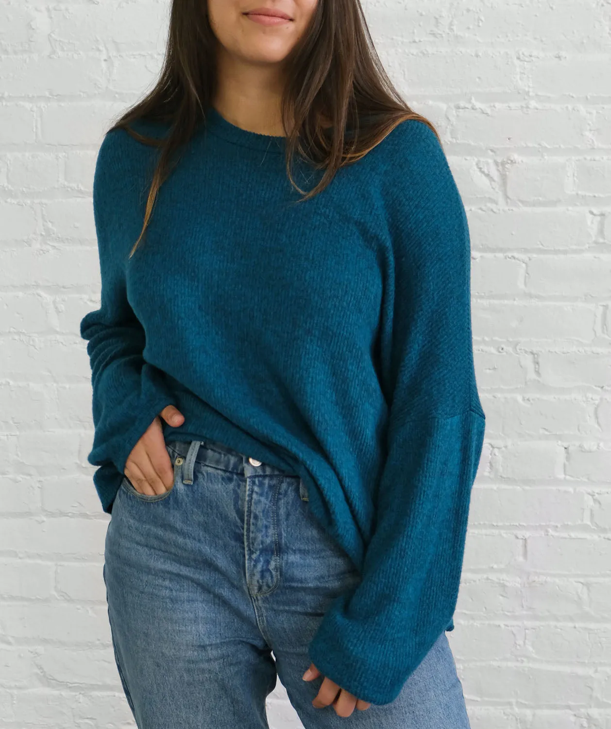 LADY sweater rib top in Deep Teal