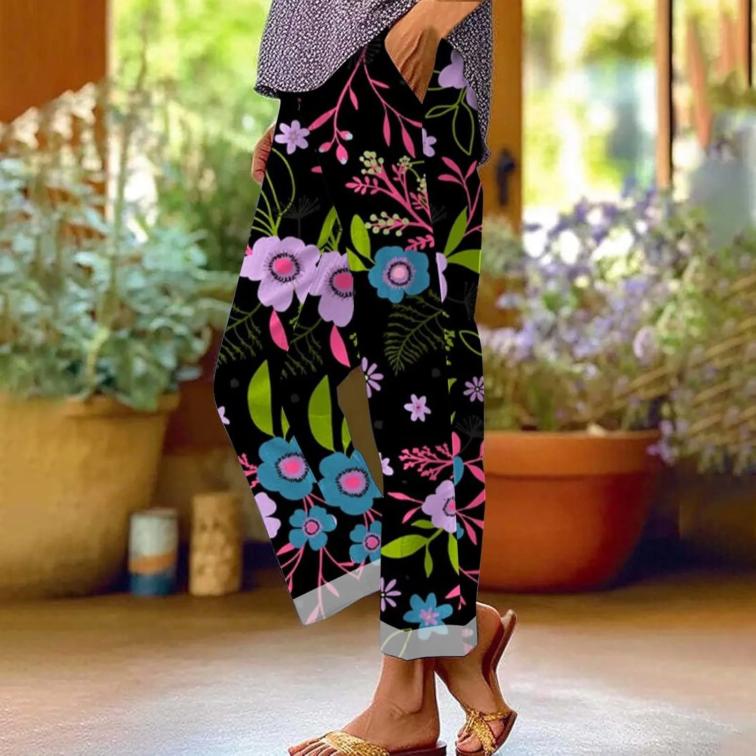 LCMTWX Women's Linen High Waisted Straight Pants Drawstring Linen Women Waist Cotton Casual Pants with Pockets Boho Clothes