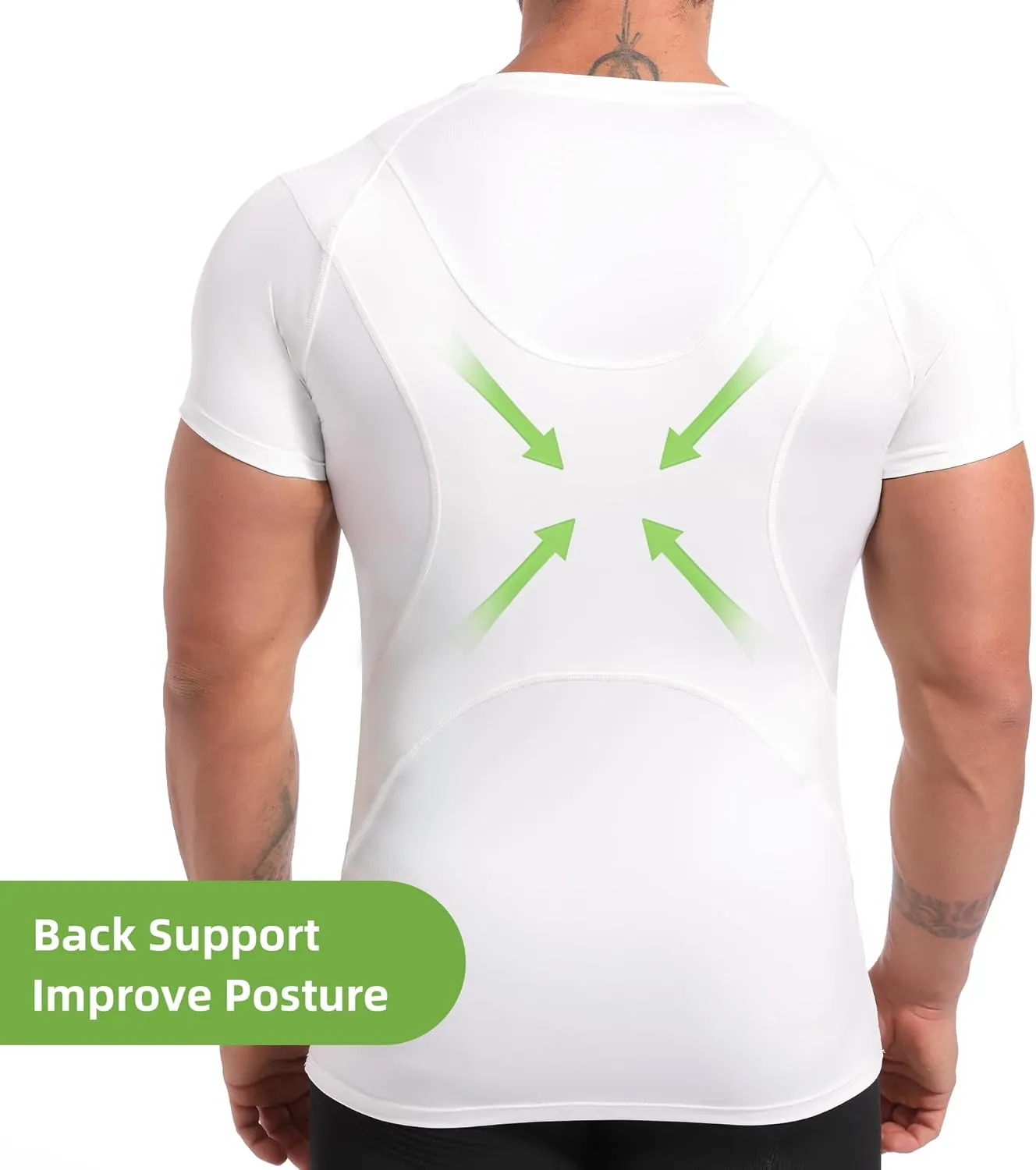 Lgtfy 4D Mens Compression Shirt Short Sleeve, Gynecomastia Tummy Control Back Support Undershirt, Slimming Vest