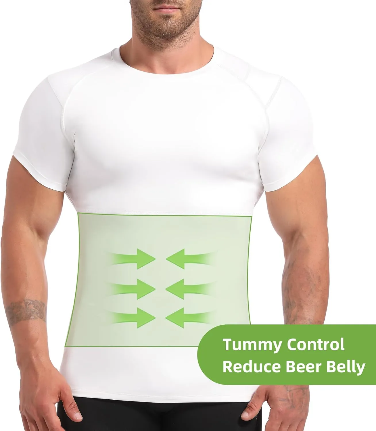 Lgtfy 4D Mens Compression Shirt Short Sleeve, Gynecomastia Tummy Control Back Support Undershirt, Slimming Vest