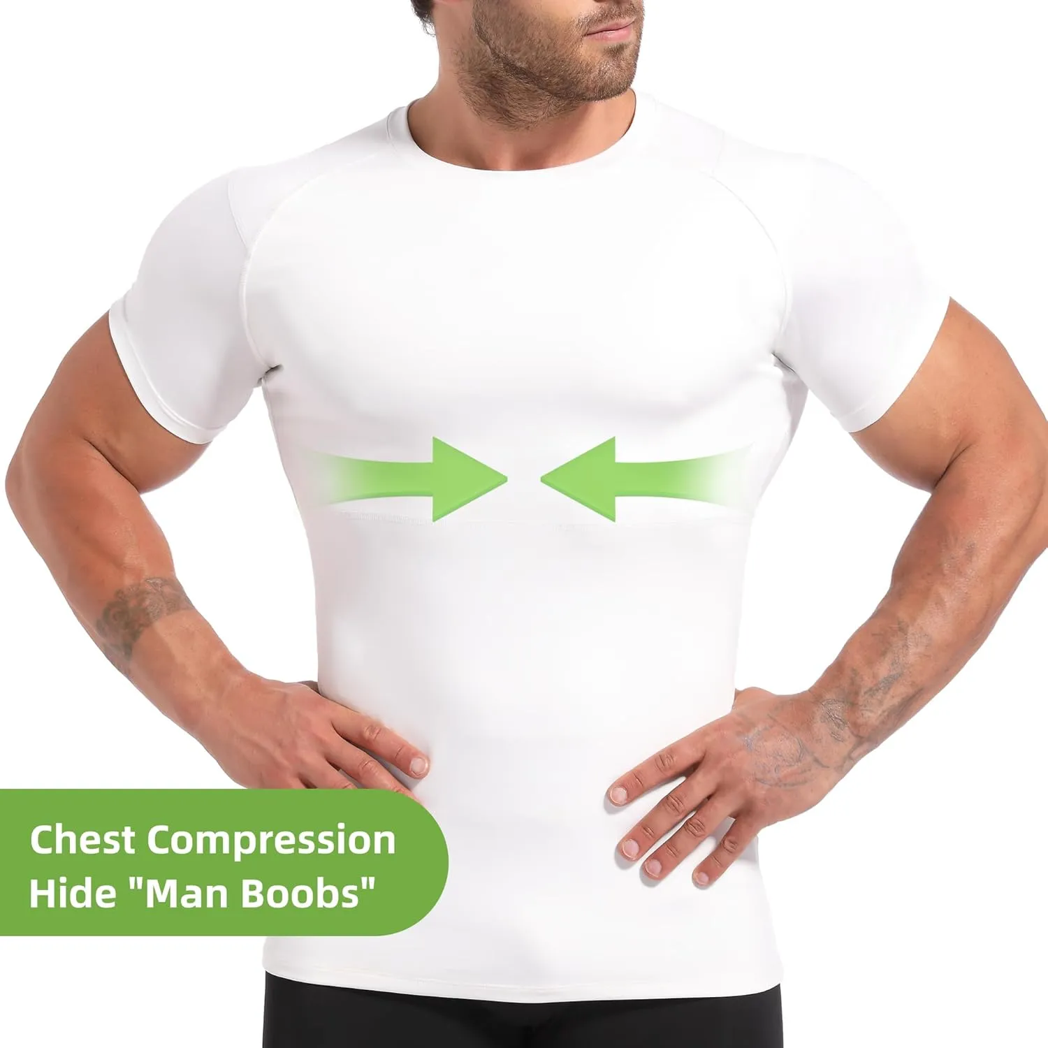 Lgtfy 4D Mens Compression Shirt Short Sleeve, Gynecomastia Tummy Control Back Support Undershirt, Slimming Vest