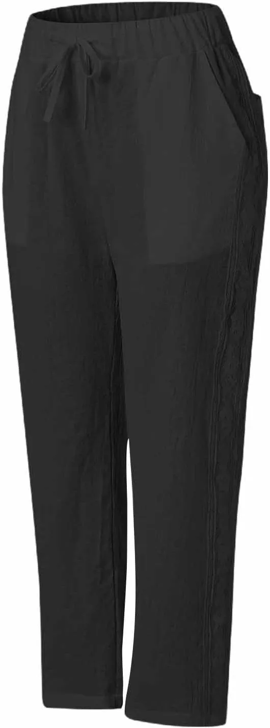 Linen Pants for Women 2025 Summer High Waist Elastic Straight Leg Lounge Pant Casual Loose Beach Lightweight Trousers