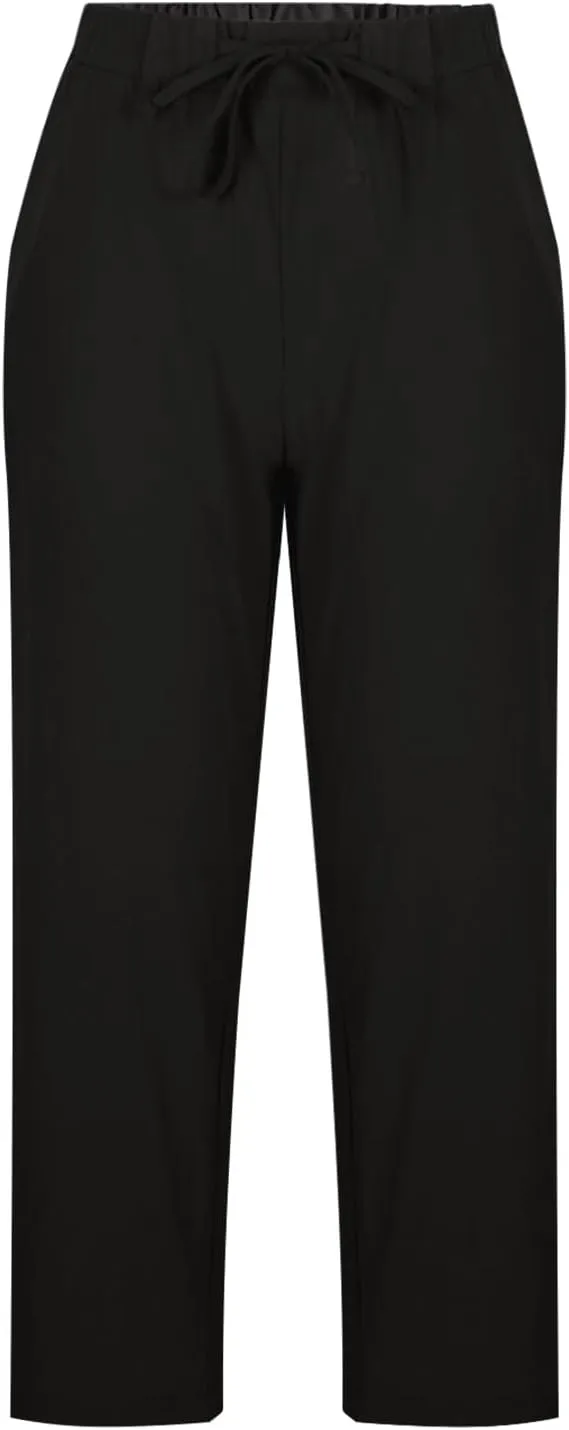 Linen Pants Women High Waist Cotton Blend Fashion Drawstring Pant Casual Summer Trousers with Side Pockets