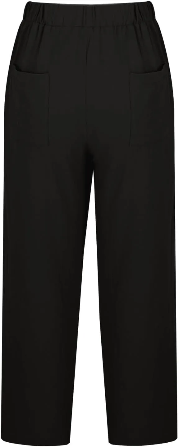 Linen Pants Women High Waist Cotton Blend Fashion Drawstring Pant Casual Summer Trousers with Side Pockets