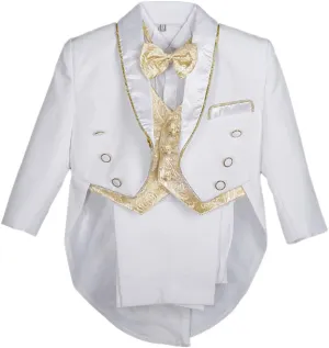 Lito Angels Baby Boys' Jacquard Classic Tuxedo Suit Formal Suits Wedding Outfit 5 Piece Set 015