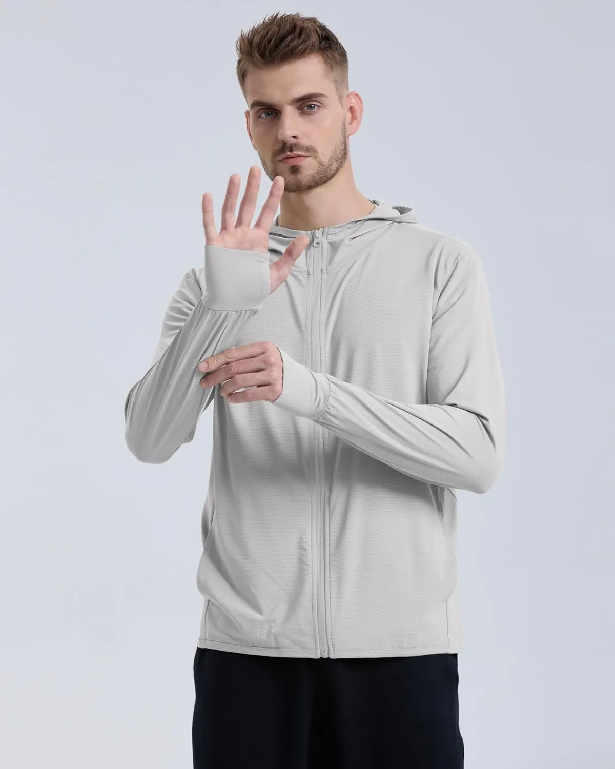 Locachy Men's UPF 50  Sun Protection Outdoor Lightweight Full Zip Hoodie Jacket Long Sleeve Fishing Hiking Performance Shirt