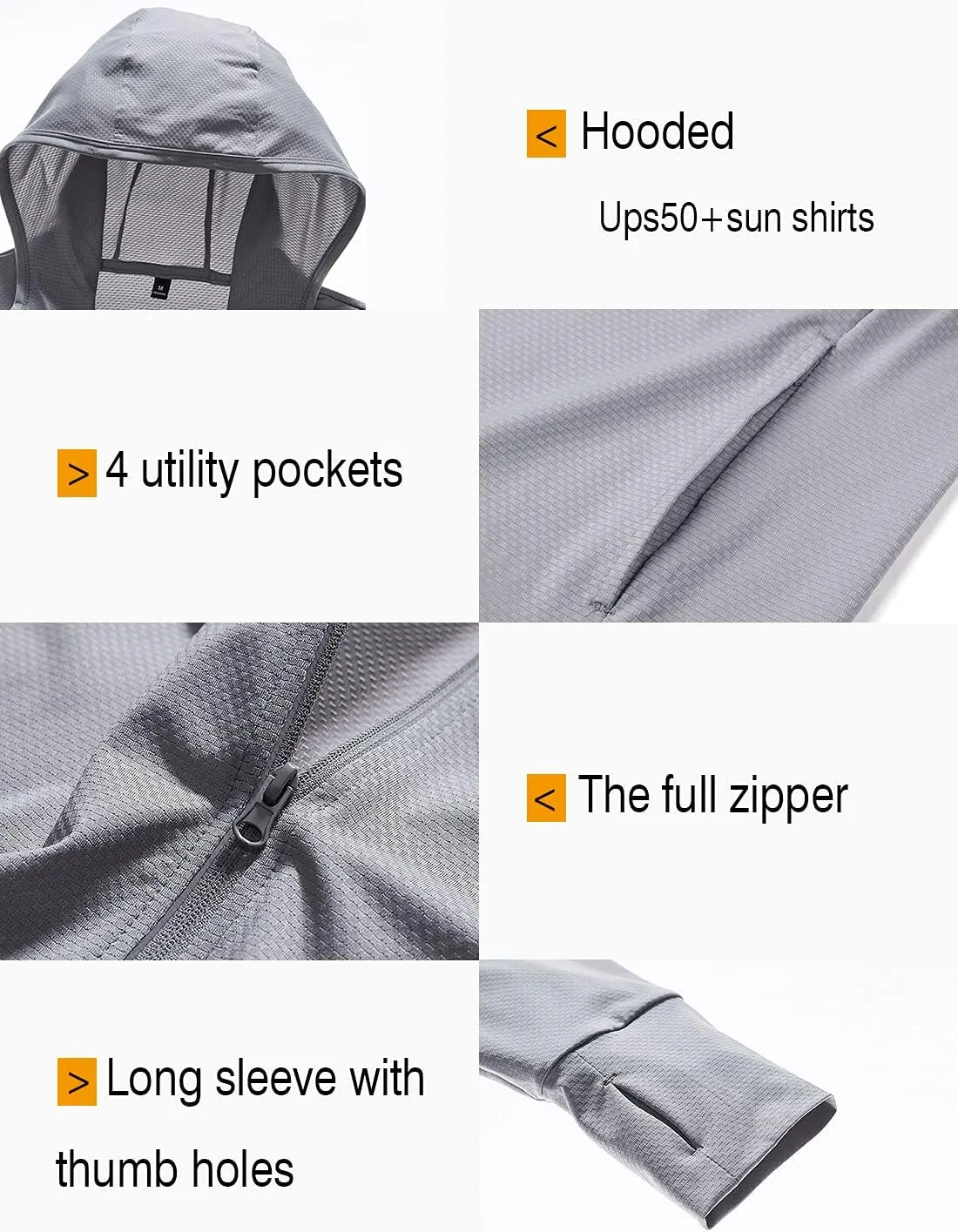 Locachy Men's UPF 50  Sun Protection Outdoor Lightweight Full Zip Hoodie Jacket Long Sleeve Fishing Hiking Performance Shirt