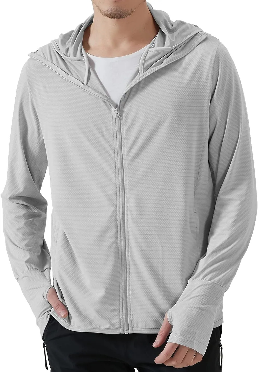 Locachy Men's UPF 50  Sun Protection Outdoor Lightweight Full Zip Hoodie Jacket Long Sleeve Fishing Hiking Performance Shirt