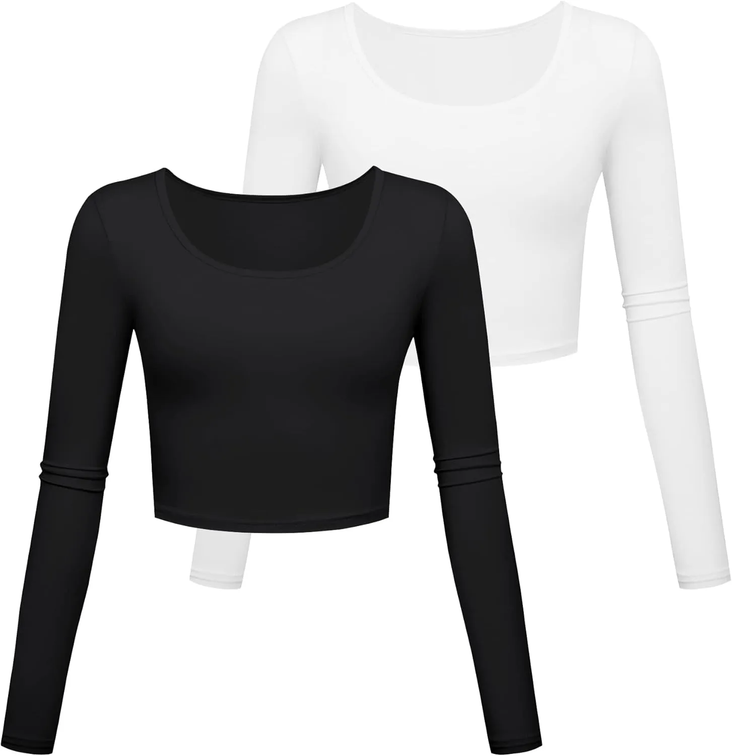 Long Sleeve Crop Tops for Women Workout Basic Clothes for Teen Ladies Fitted Slim Scoop Neck Cute Yoga Shirts