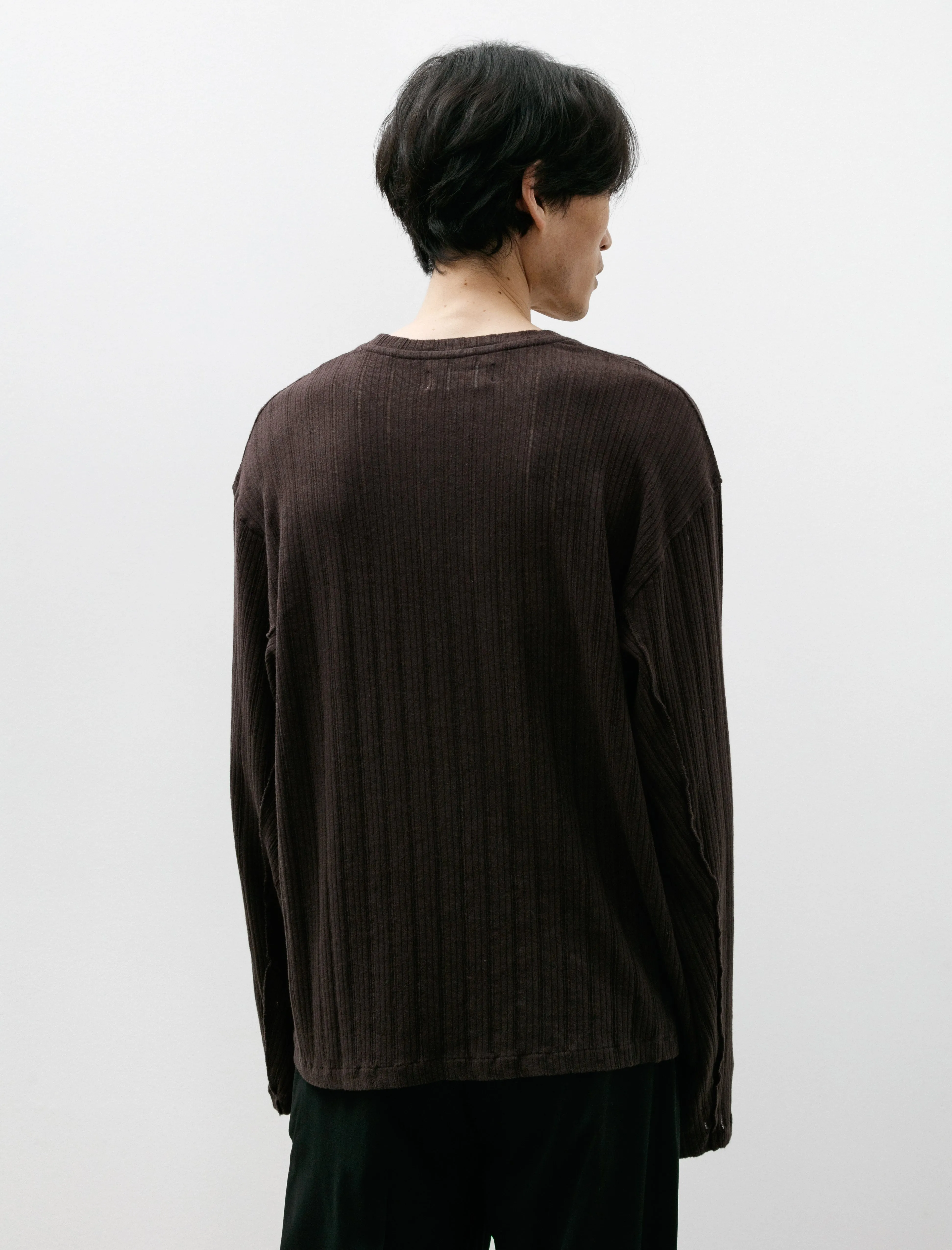 LS Round Neck Brown Rib