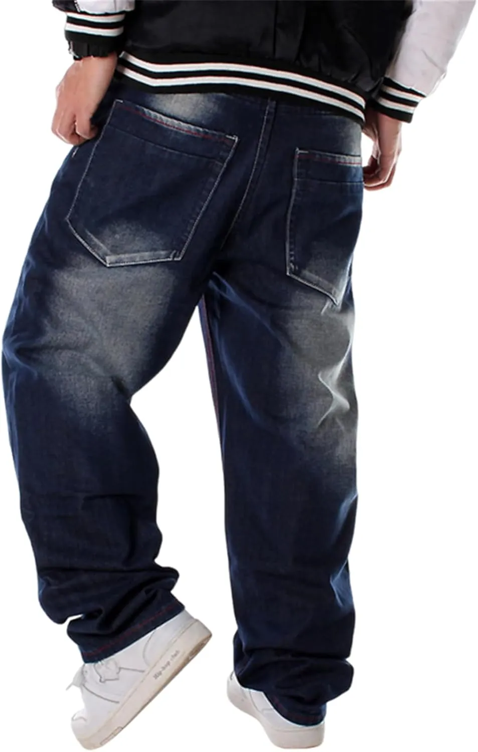 LUOBANIU Men's Y2K Hip Hop Style Baggy Jeans Denim Loose Fit Vintage Embroidered Dance Skateboard Pants