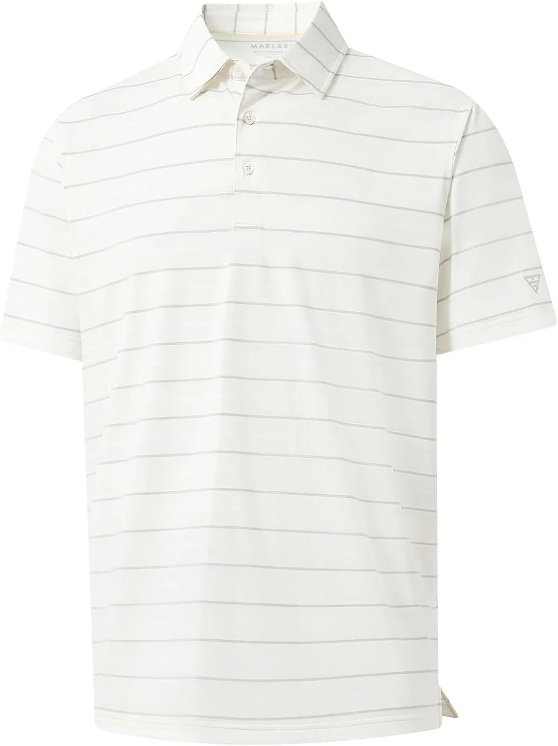 M MAELREG Golf Shirts for Men Short Sleeve Dry Fit Striped Performance Lightweight Moisture Wicking Collared Casual Golf Polo