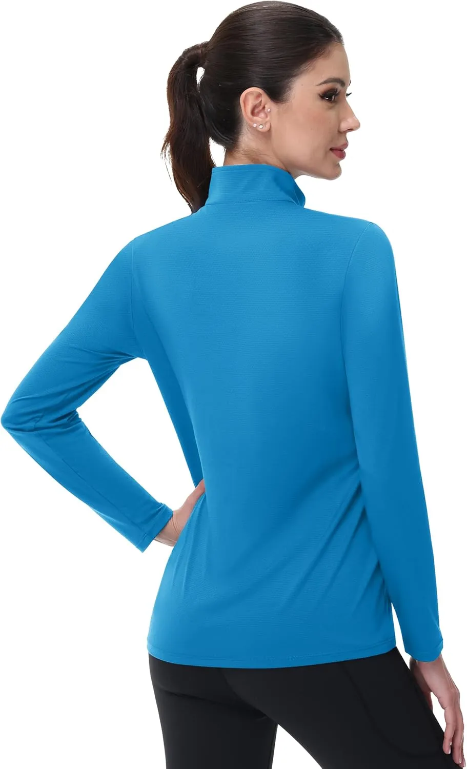 MAGCOMSEN Women's 1/4 Zip Long Sleeve Rash Guard Shirts UPF 50 Quarter Zip Pullover Quick Dry Hiking Workout Tops