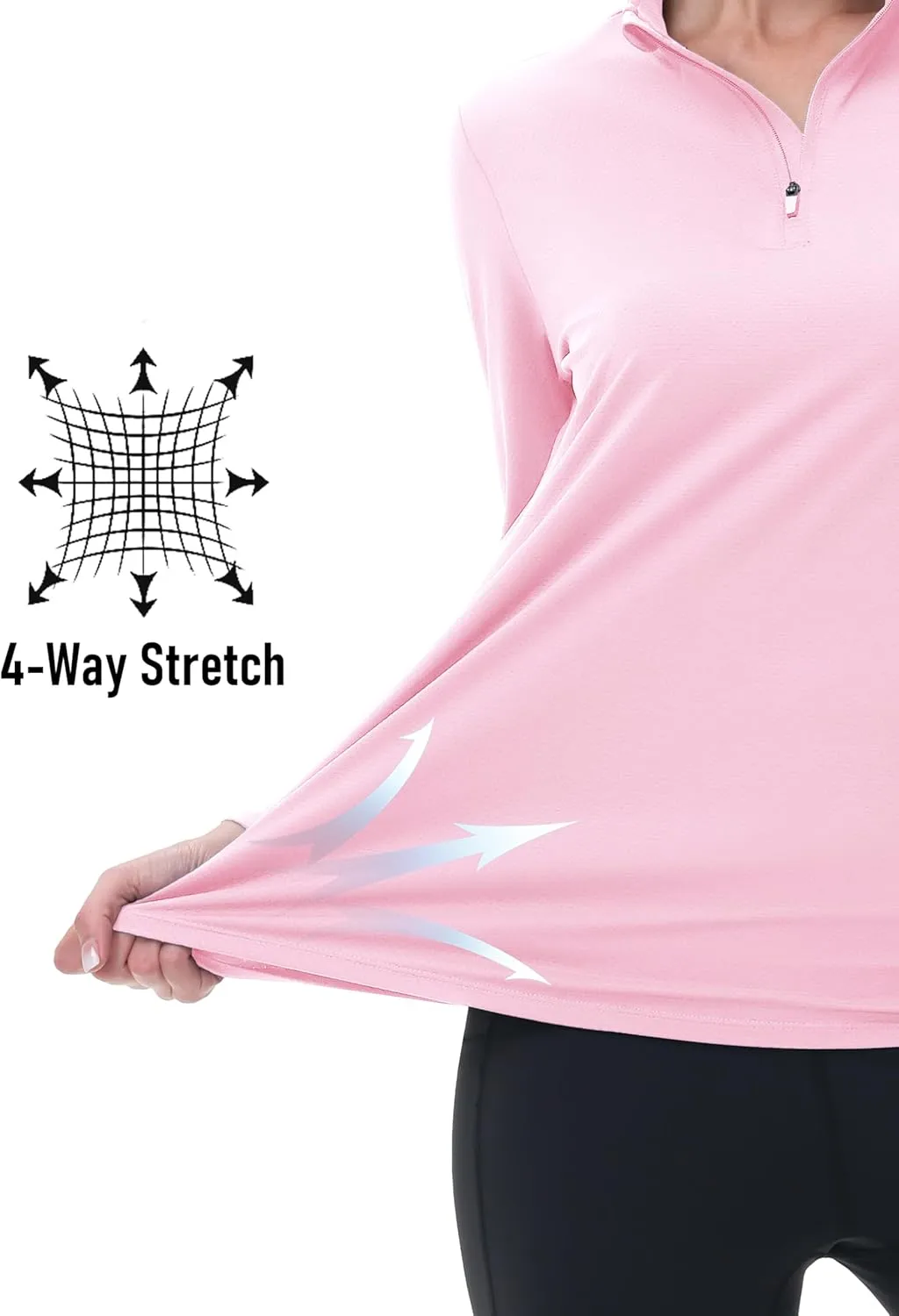 MAGCOMSEN Women's 1/4 Zip Long Sleeve Rash Guard Shirts UPF 50 Quarter Zip Pullover Quick Dry Hiking Workout Tops