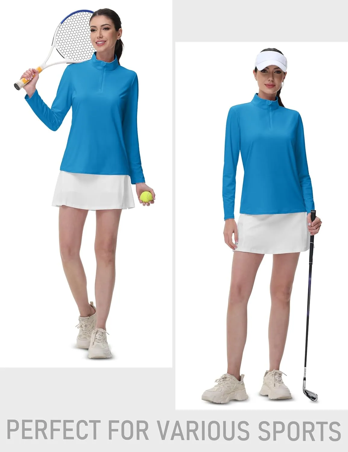 MAGCOMSEN Women's 1/4 Zip Long Sleeve Rash Guard Shirts UPF 50 Quarter Zip Pullover Quick Dry Hiking Workout Tops